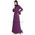 A-line designer abaya with frills on sleeves - Purple